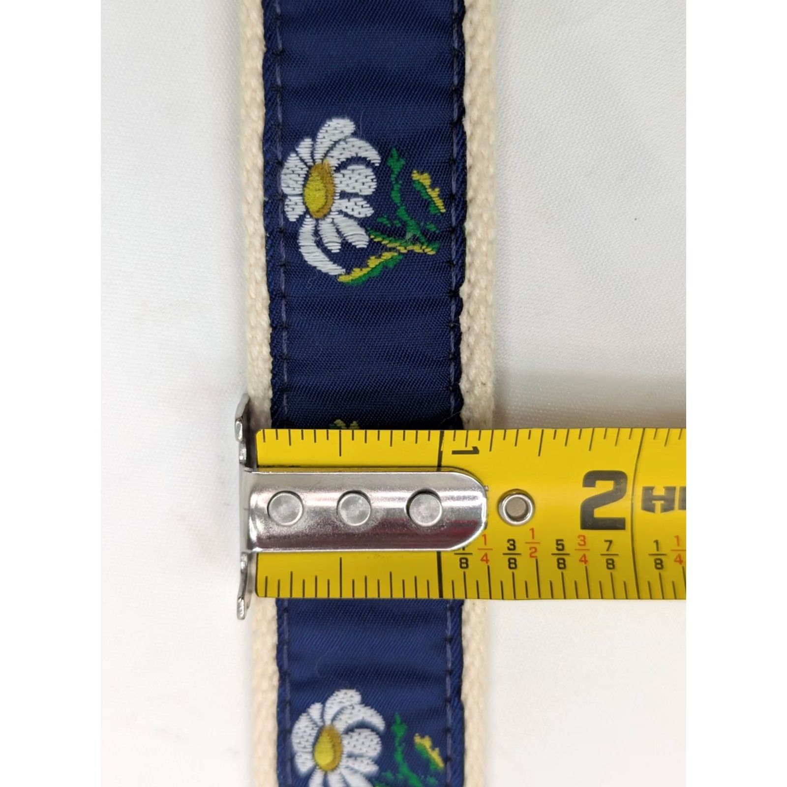 Vintage Leather Man Floral Embroidered Canvas Belt 35" Long Adjustable Buckle Blue Unisex Adults Size 34 - 7 Thumbnail