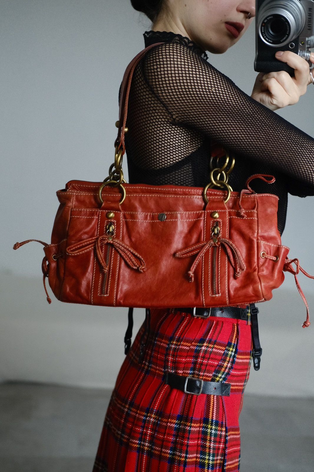 Vintage Red leather y2k grunge bag Size ONE SIZE - 5 Thumbnail