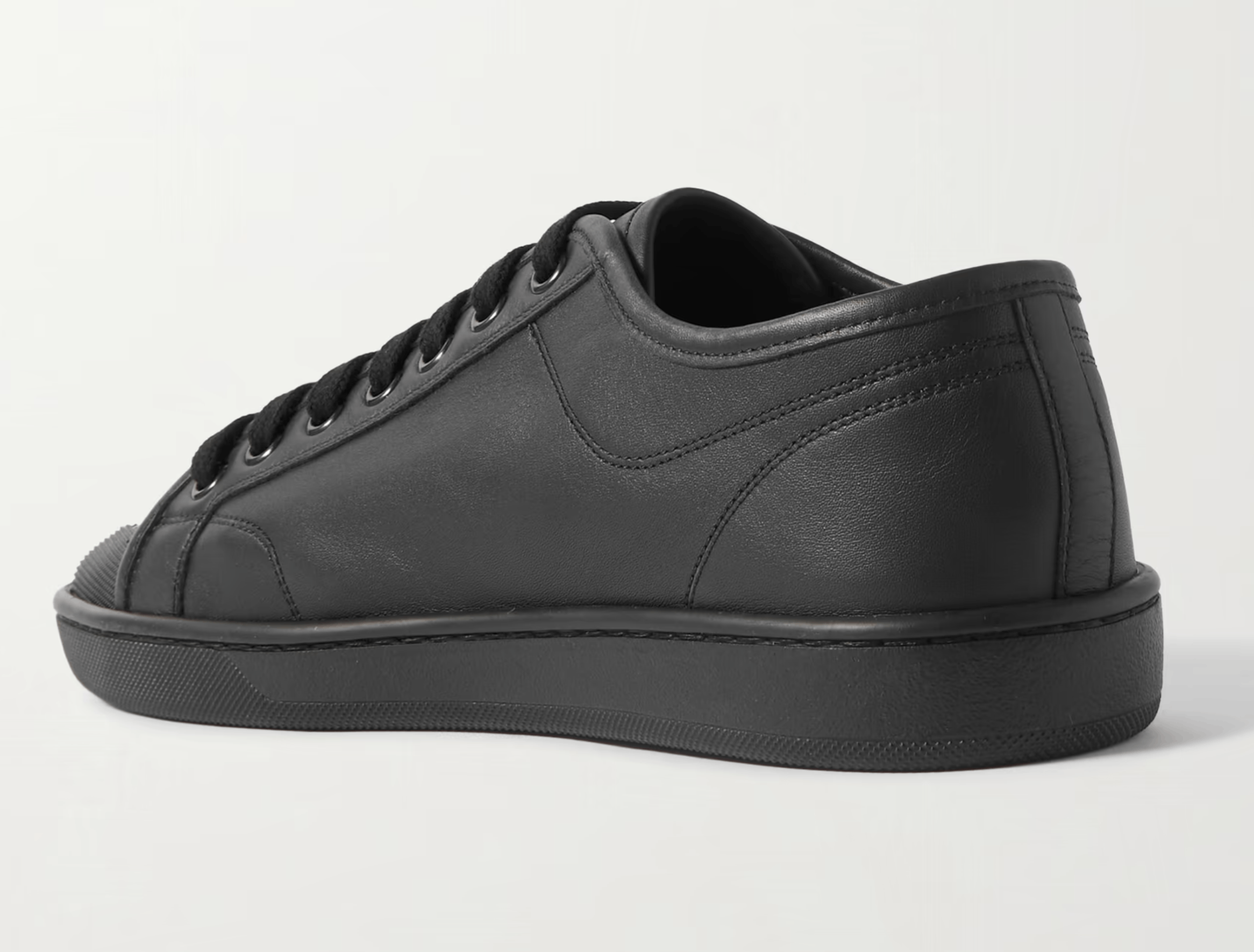 Saint Laurent Paris Andy Black Leather Gym Gold Logo Flat Low Top Sneaker 44 11 Size US 11 / EU 44 - 10 Thumbnail