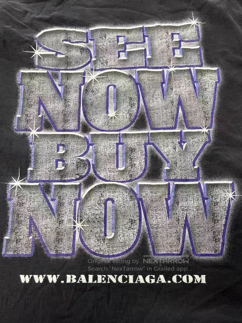 Balenciaga Balenciaga Letter print holey round neck short sleeve T-sh Size US L / EU 52-54 / 3 - 3 Thumbnail