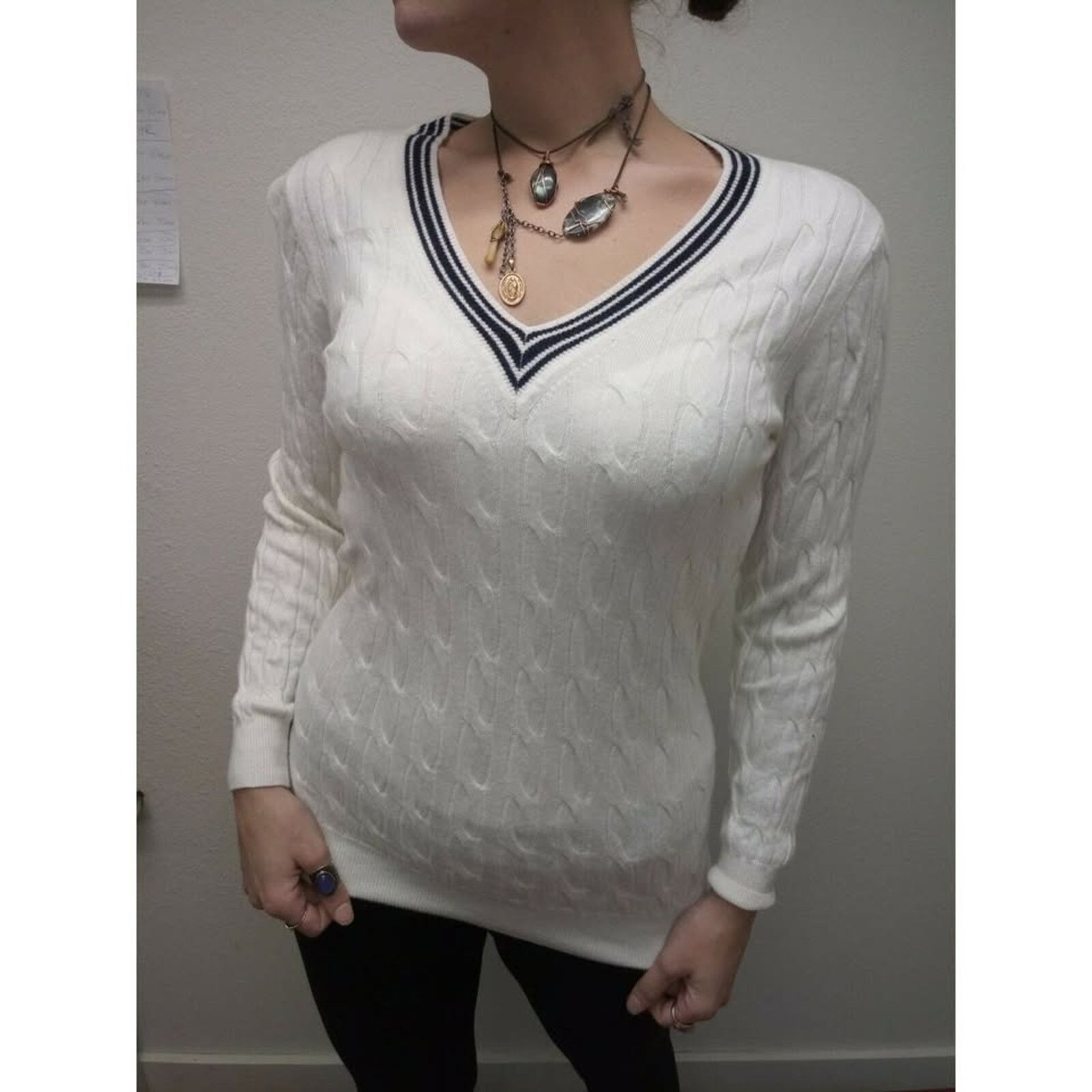 Sandro Sandro Paris V-Neck Tie-front Sweater Wool Cashmere Blend Size L / US 10 / IT 46 - 6 Thumbnail