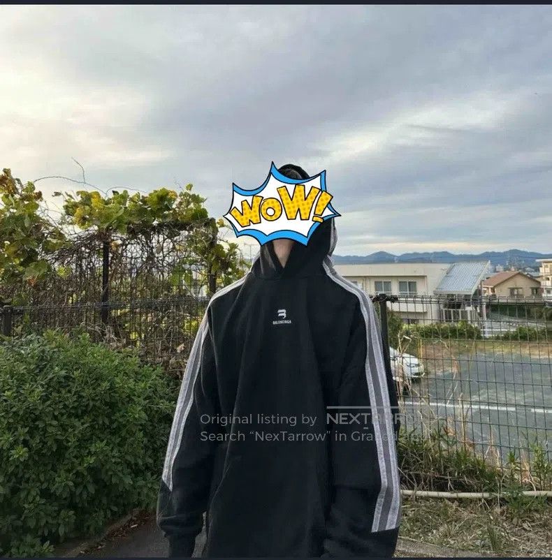Balenciaga Balenciaga Side Stripe Embroidered Logo Hooded Sweatshirt Size US M / EU 48-50 / 2 - 5 Thumbnail