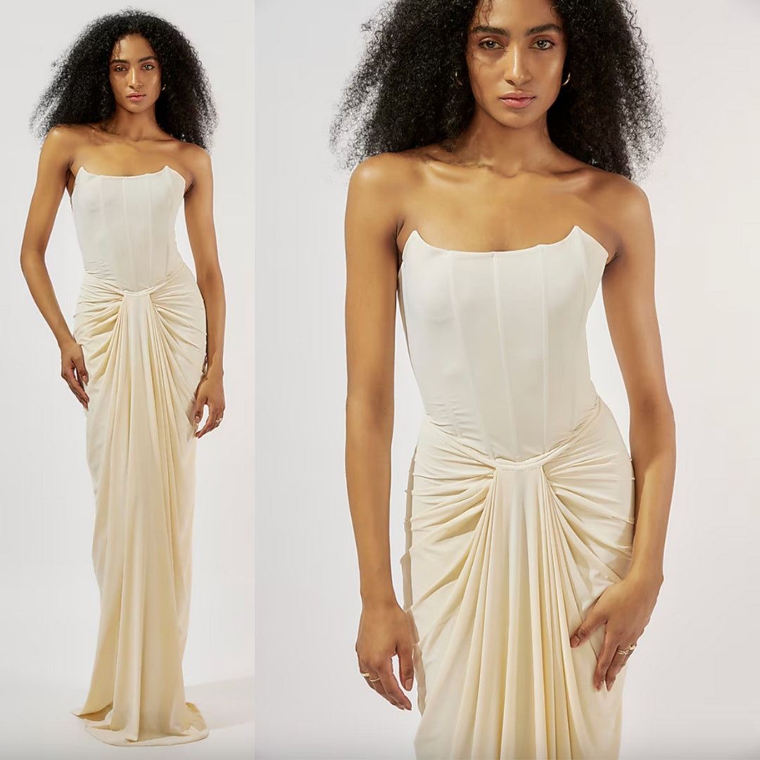 Other Deme by Gabriella | Pearl Gown in Off White Corset Maxi XL Size XL / US 12-14 / IT 48-50 - 18 Thumbnail