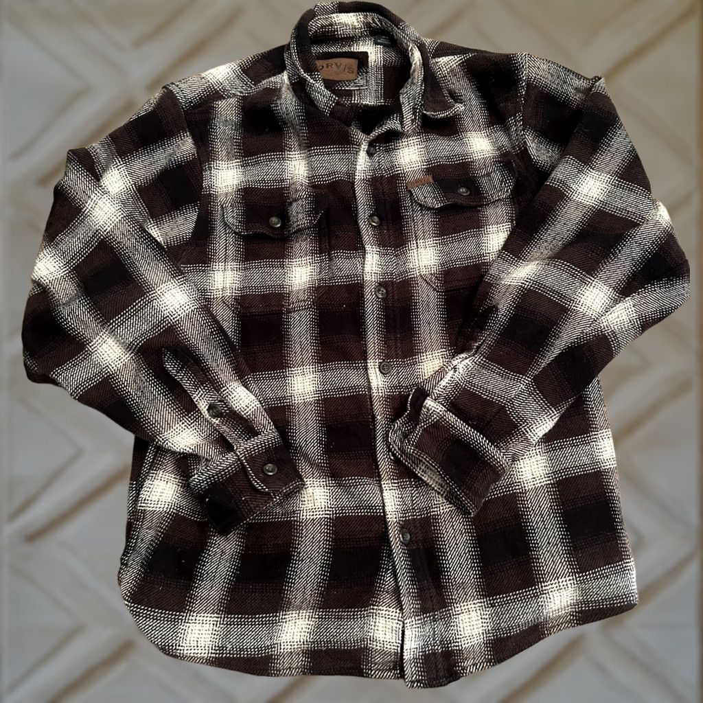 Orvis VINTAGE Orvis Heavy Black White Plaid Flannel Jacket Mens Medium Hand Pocket’s Casual Outdoor Classic Button-Up Hoodie? Size US M / EU 48-50 / 2 - 1 Thumbnail