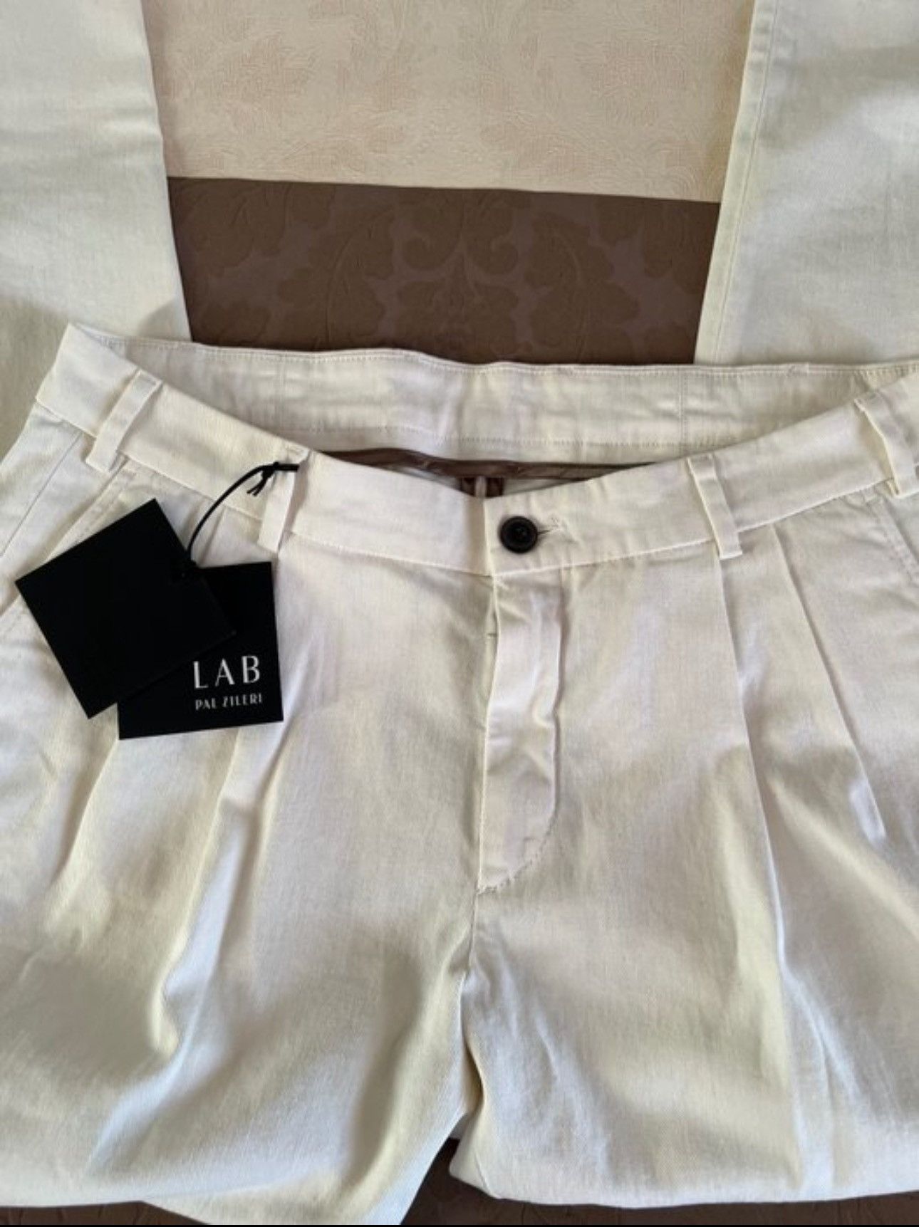 Pal Zileri Pal Zileri - Trousers White - Cotton - Size: L Size US 42 / EU 58 - 3 Thumbnail