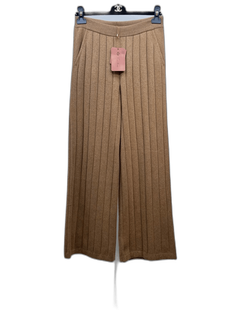 Loro Piana Loro Piana Camel Knit Wide-Leg Trousers Size 42" / US 20 - 1 Thumbnail