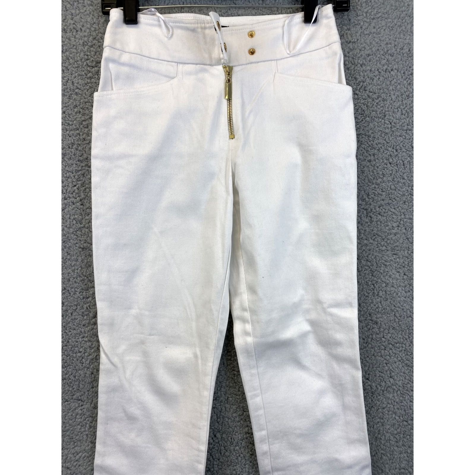 Topshop Topshop Women’s Slim Skinny Denim Pants White Size 2 26" Waist 26" Hips Zip Mid Rise Vintage No Leather Elephant Legs Jeans Mens Women Girls? Size 26" / US 2 / IT 38 - 2 Thumbnail