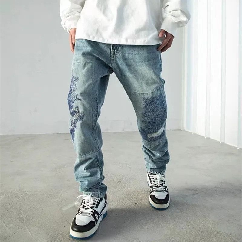 Vintage Patch Embroidery Ripped Stacked Jeans Size US 32 / EU 48 - 3 Thumbnail
