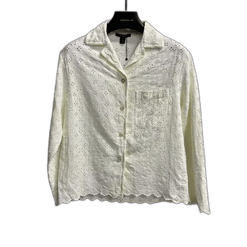 Louis Vuitton Louis Vuitton White Lace Sleeve Short Sleeve Top-yf Size US S / EU 44-46 / 1 - 1 Thumbnail