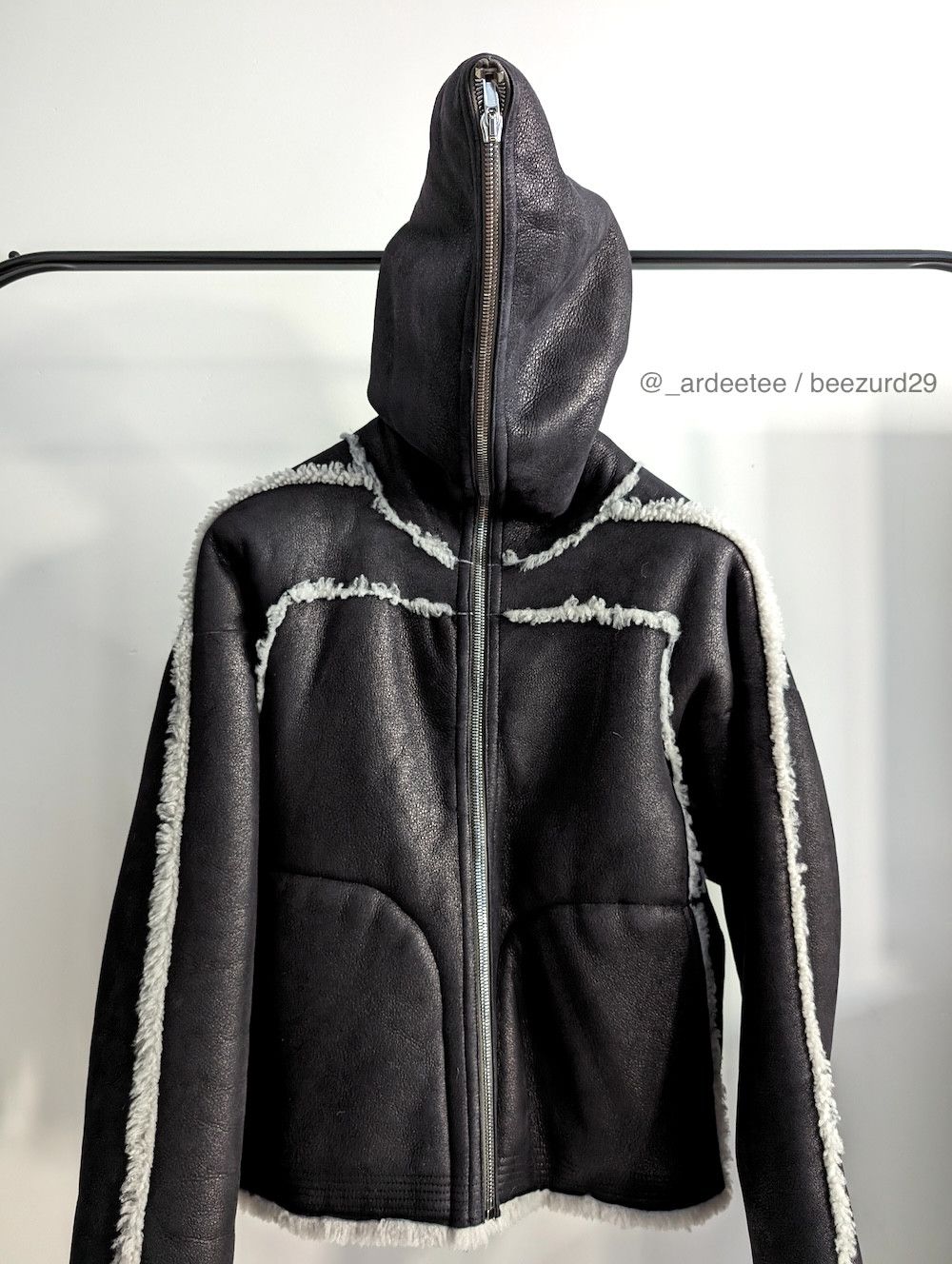 Rick Owens *NEW* SHEARLING LEATHER FULL ZIP SEALED WINDBREAKER JACKET Size US M / EU 48-50 / 2 - 7 Thumbnail