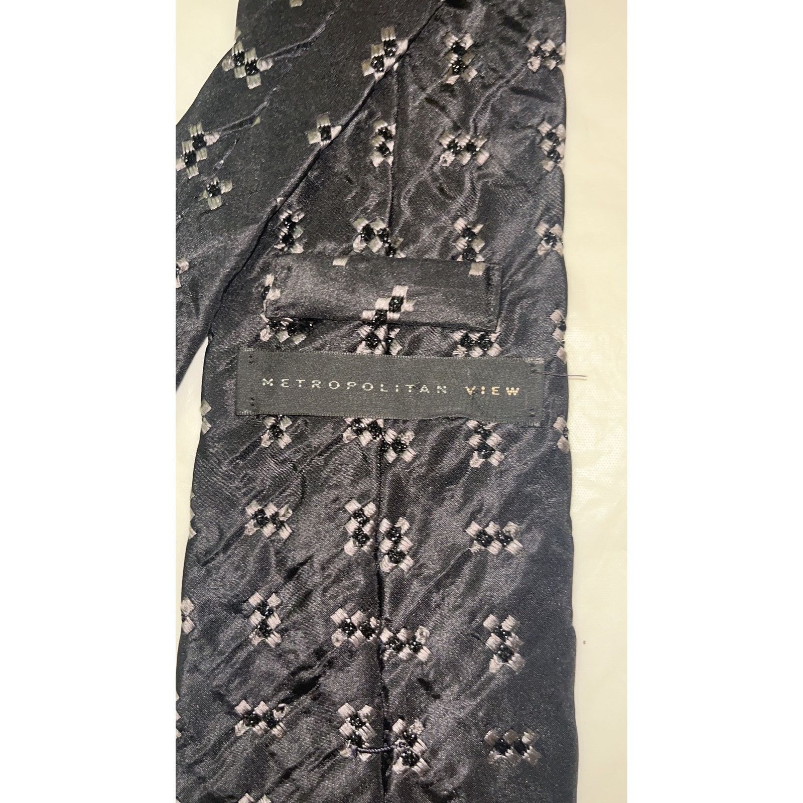 Metropolitan View Metropolitan View Silk Tie - Black - Geometric Flowers Size ONE SIZE - 3 Thumbnail