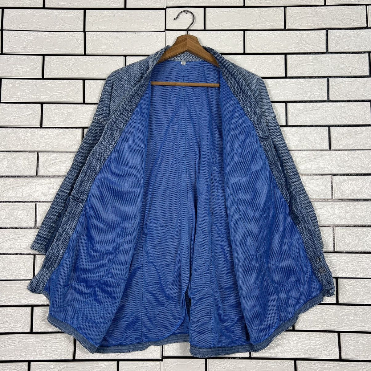 Vintage Japan Indigo Faded Blue Sashiko Thick Weave Kimono 4148-C189 Size US L / EU 52-54 / 3 - 11 Thumbnail