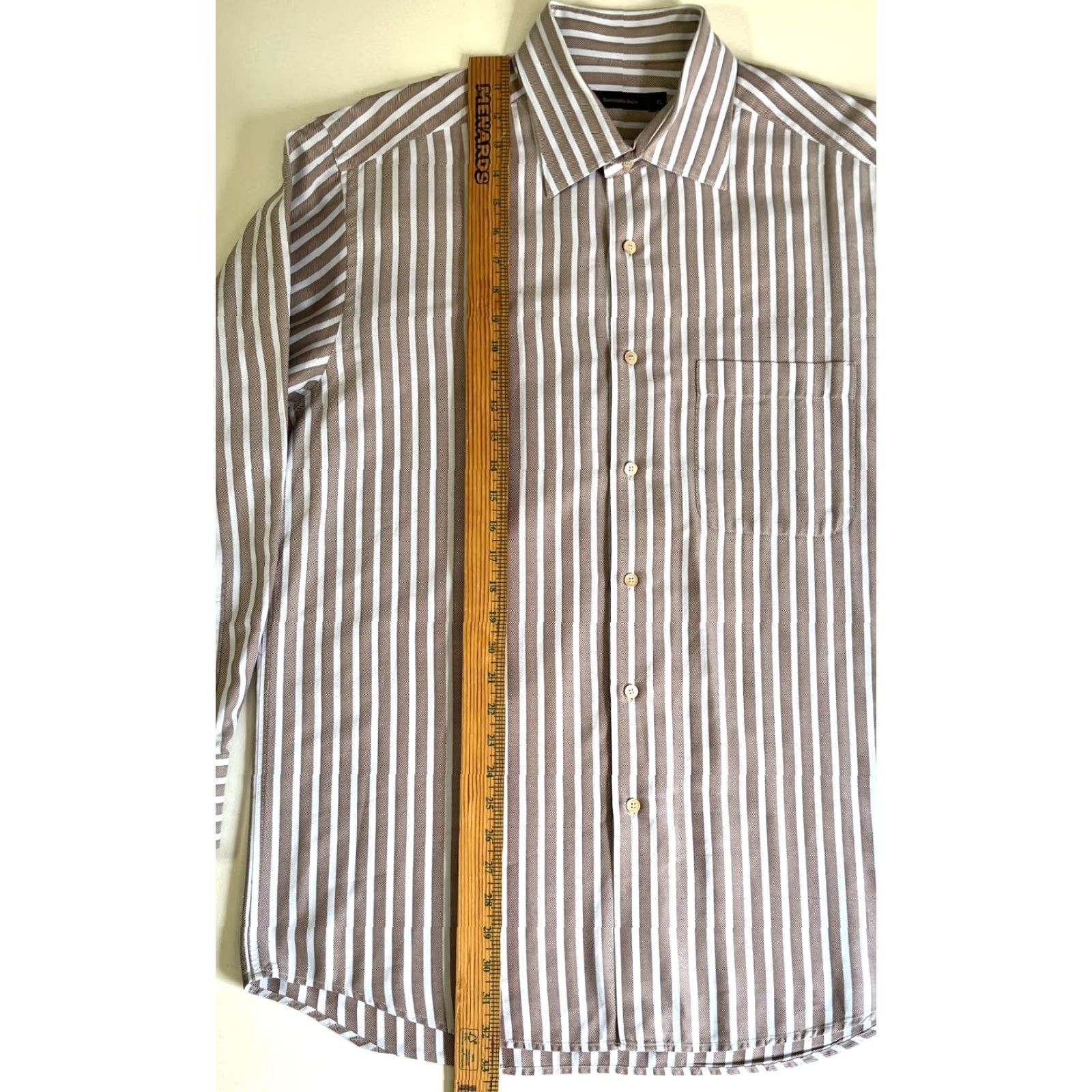 Ermenegildo Zegna VINTAGE Ermenegildo Zegna Button-Up Shirt Stripes XL Mens Cotton Woven Long Sleeve Collared Brown Blue Pattern Casual Size US XL / EU 56 / 4 - 7 Thumbnail