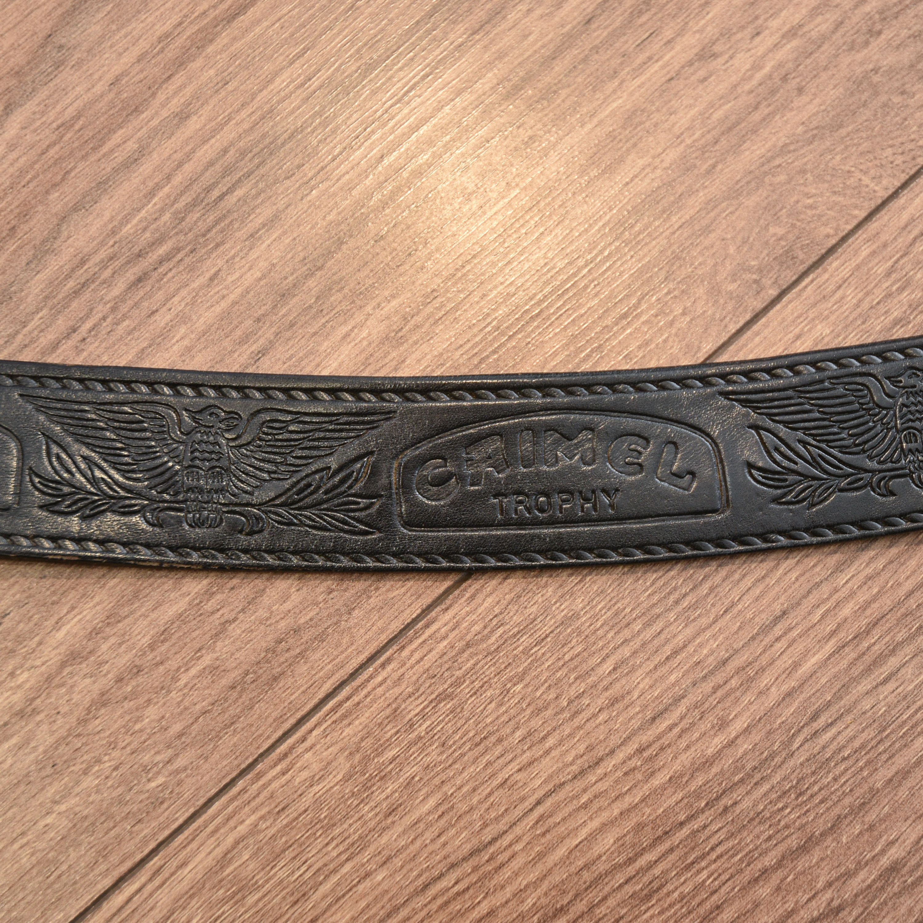 Camel Vintage 90s Black Camel Trophy Leather Belt Western Cowboy Size ONE SIZE - 4 Thumbnail