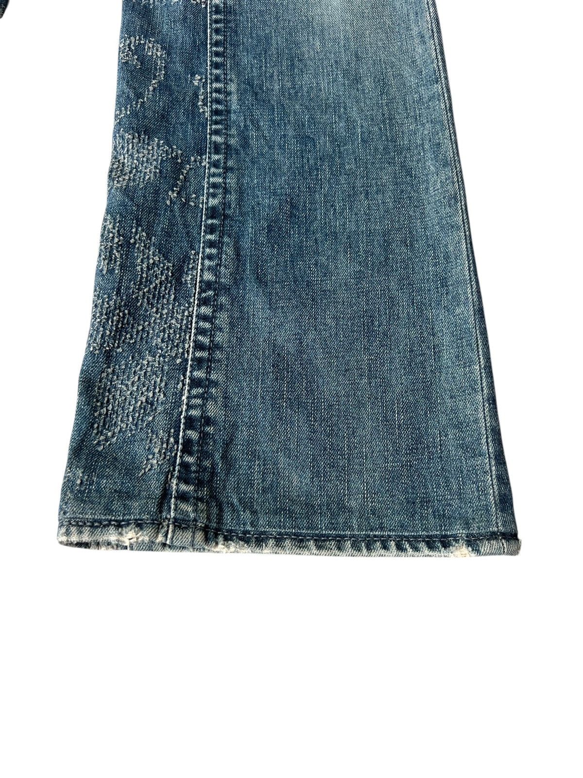 Handmade Mizra Hand Made in Japan Distressed Boro Denim Bootcut Jeans Size US 30 / EU 46 - 13 Thumbnail