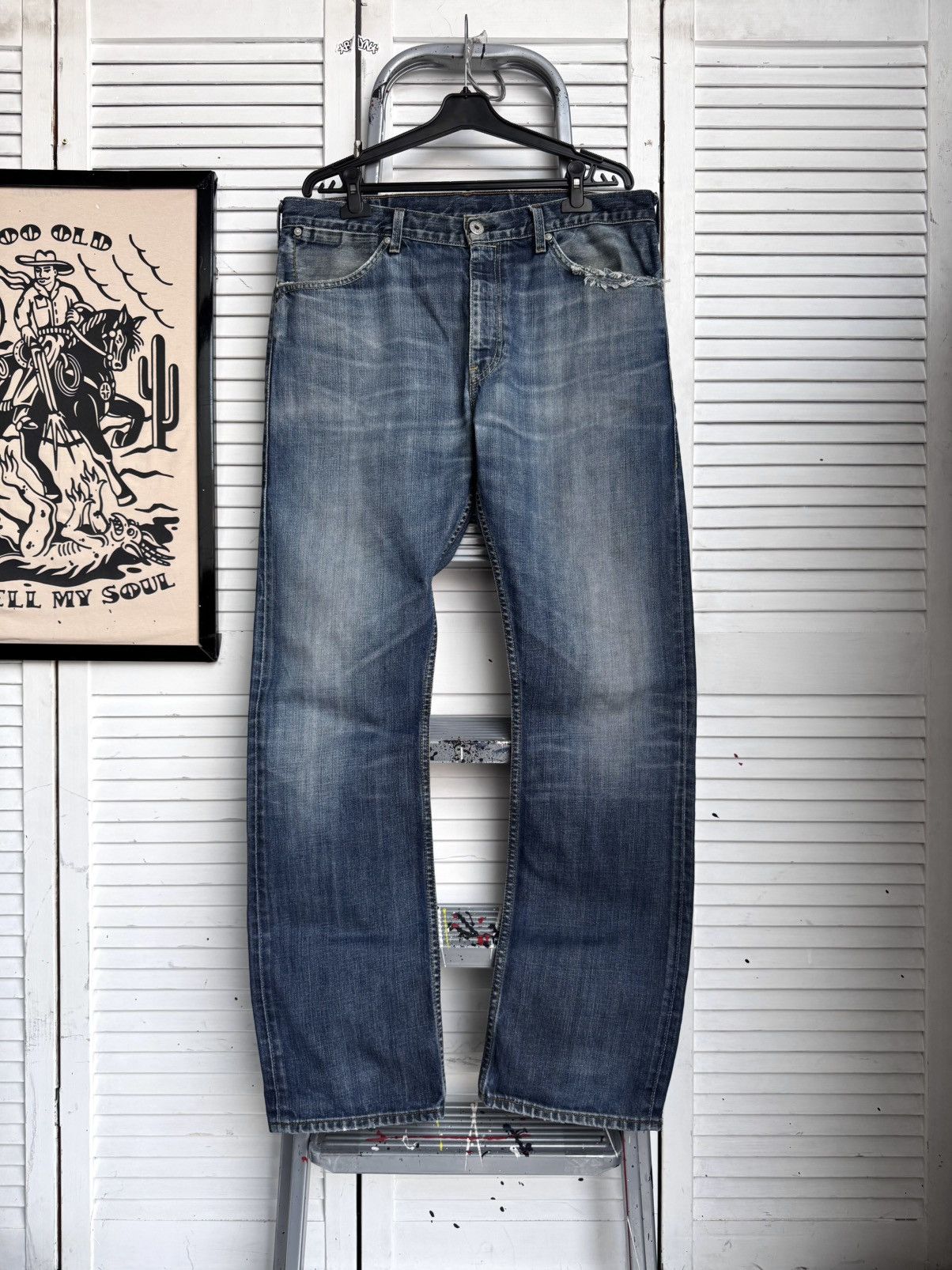 Levi's Vintage Levi’s Western Cowboy Jeans Blue Distressed Denim Size US 36 / EU 52 - 2 Thumbnail