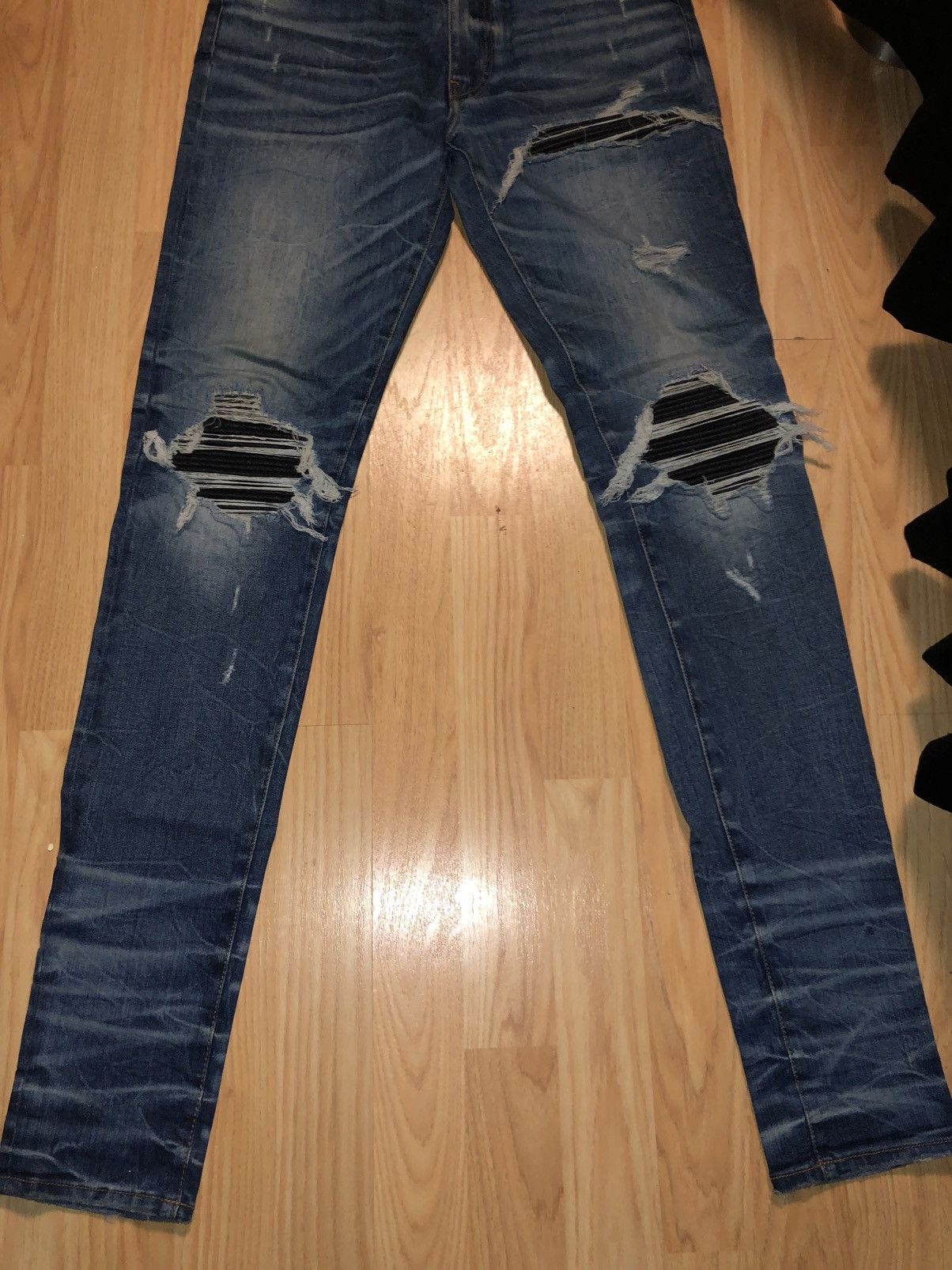 Amiri Amiri Light Blue MX1 Distressed Skinny Jeans Size US 31 - 4 Thumbnail