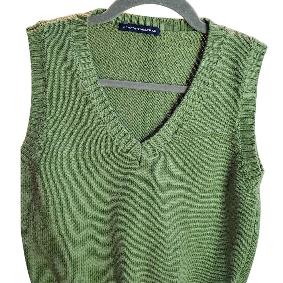 Brandy Melville Brandy Melville Green Knit Sweater Vest Cotton M Size M / US 6-8 / IT 42-44 - 3 Thumbnail