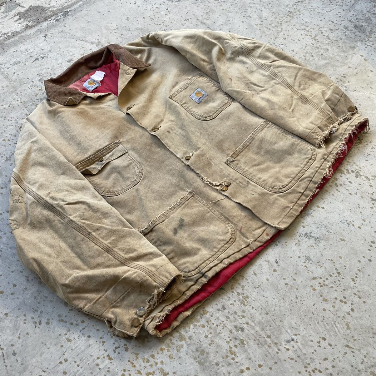 Carhartt × Vintage Vintage brown Carhartt chore jacket w/ red quilted lining Size US XL / EU 56 / 4 - 2 Thumbnail