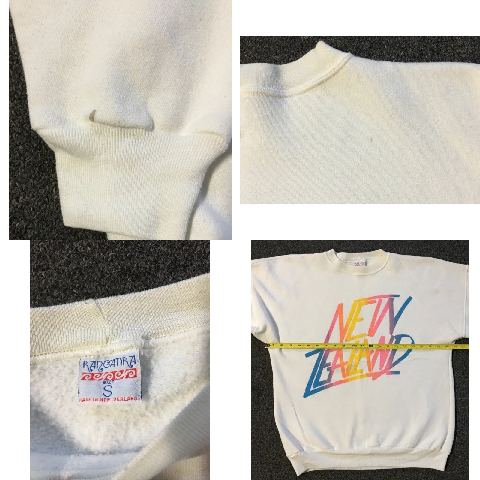Vintage Vtg 90s New Zealand Faded Sweatshirt S Vaporwave White Hoodie Men Size US S / EU 44-46 / 1 - 8 Thumbnail