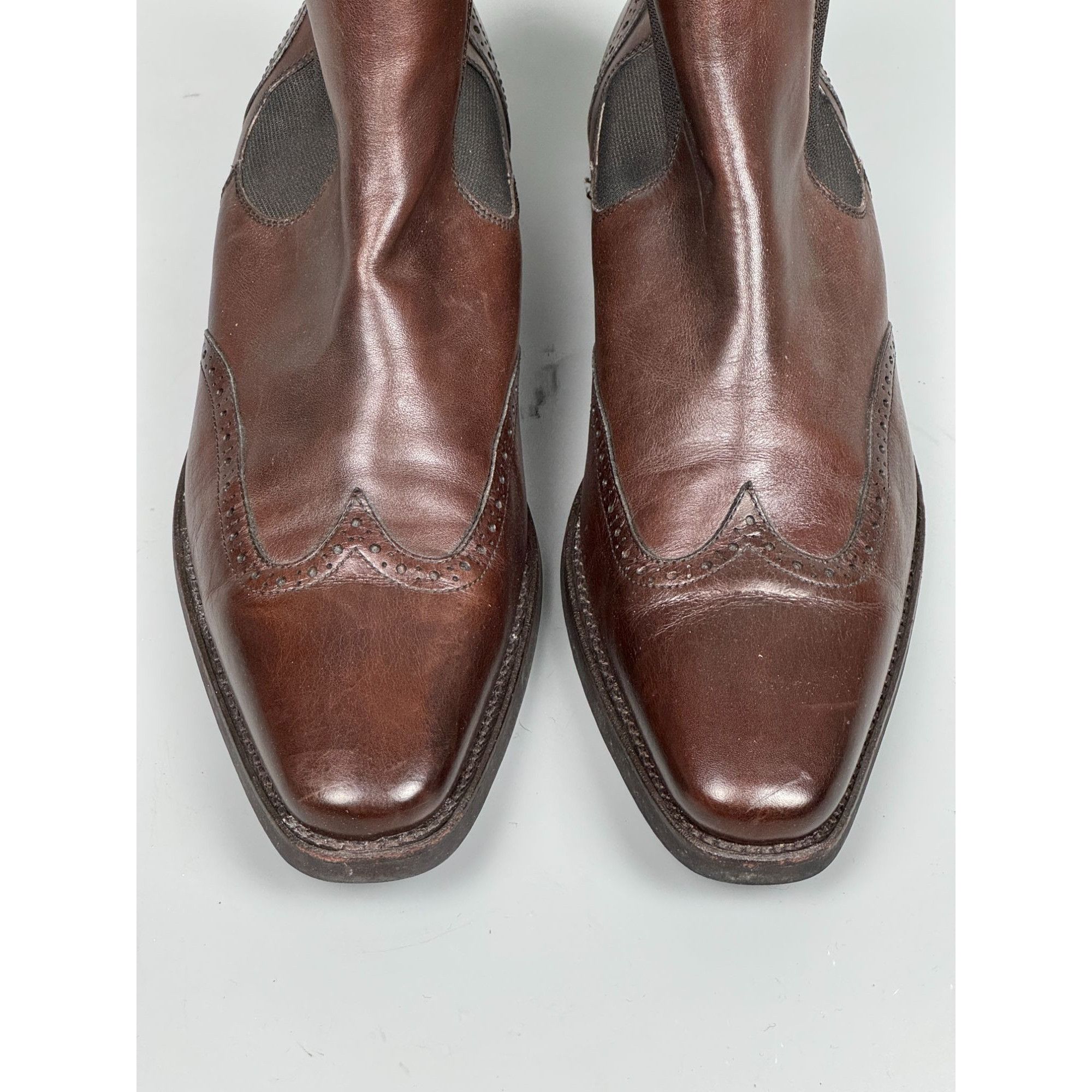 Berwick 1707 Berwick-1707 Brown Leather Square Toe Chelsea Boots (Y1173) Size US 9 / EU 42 - 4 Thumbnail