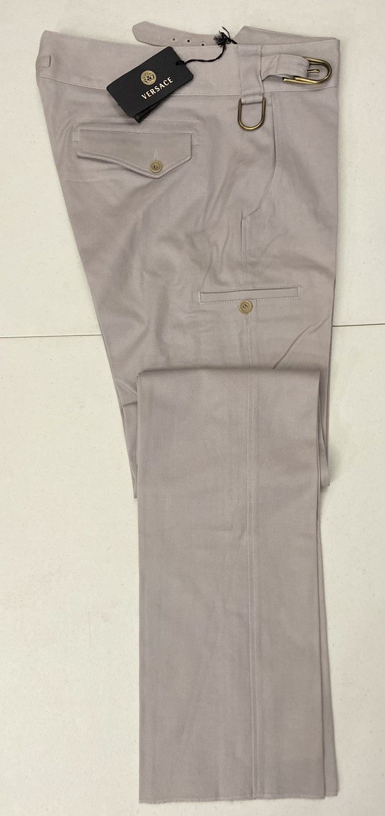 Versace Versace 🇮🇹 Smoke Purple Twill Brass Buckle Cargo Pants 50 NEW Size US 34 / EU 50 - 13 Thumbnail