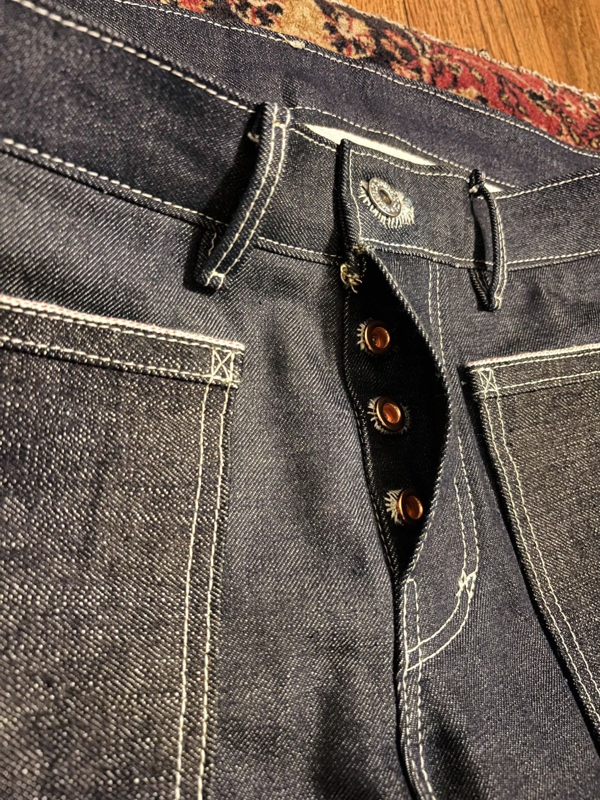 Handmade Handmade 14oz 50s Selvedge Denim Wide Leg, Buckle-Back Jeans Size US 34 / EU 50 - 4 Thumbnail