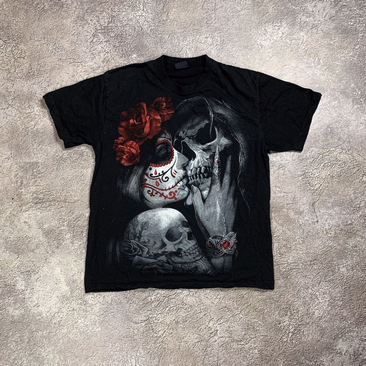 Vintage Vintage 90s Skull Graphic Tee Horror Goth Streetwear Baggy L Size US L / EU 52-54 / 3 - 1 Thumbnail