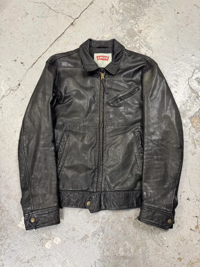 Designer × Levi's × Vintage 2000s Levi’s Black Leather Simple Jacket Size US M / EU 48-50 / 2 - 1 Thumbnail