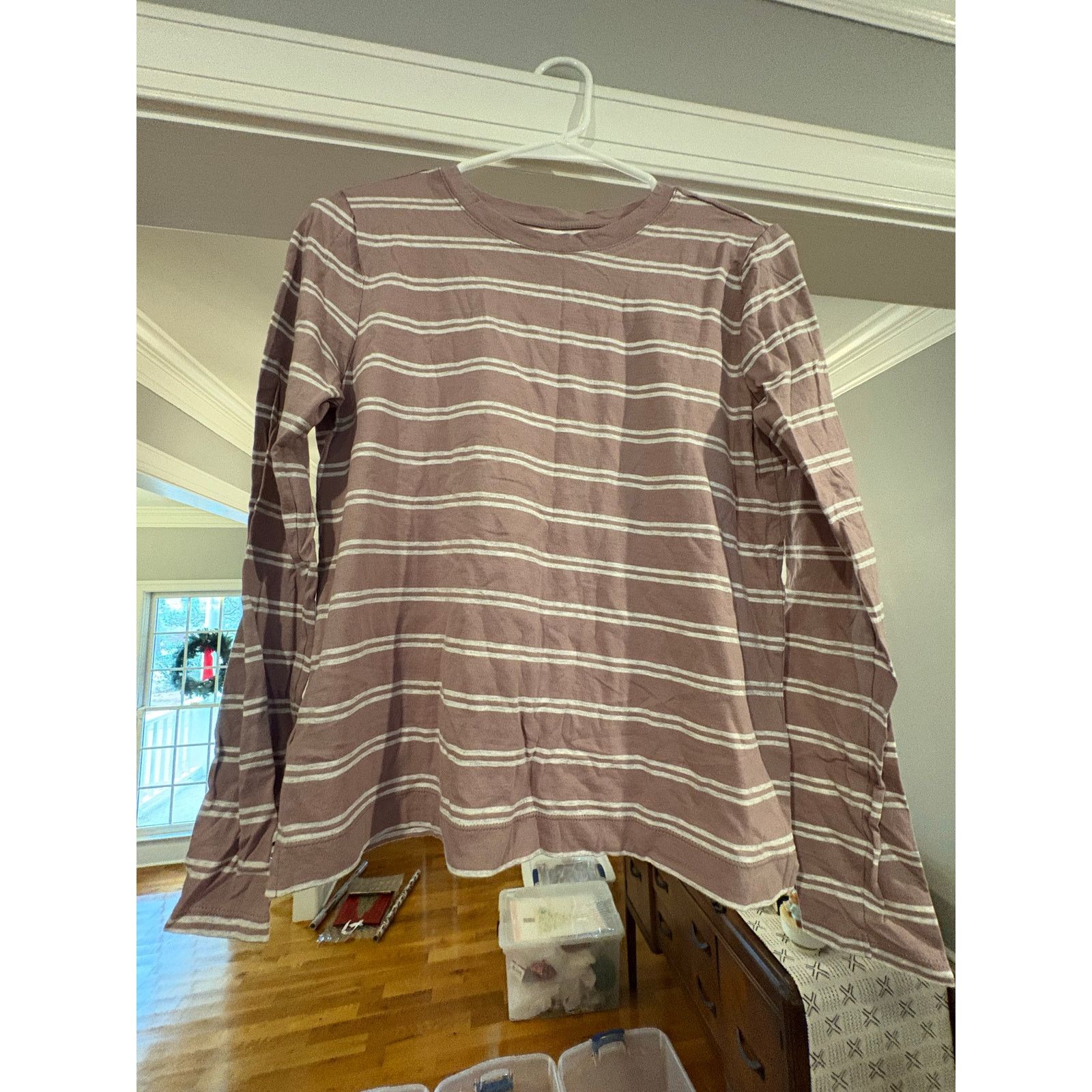 Loft LOFT Mauve White Striped Long Sleeve T-Shirt Women’s Small Size S / US 4 / IT 40 - 4 Thumbnail