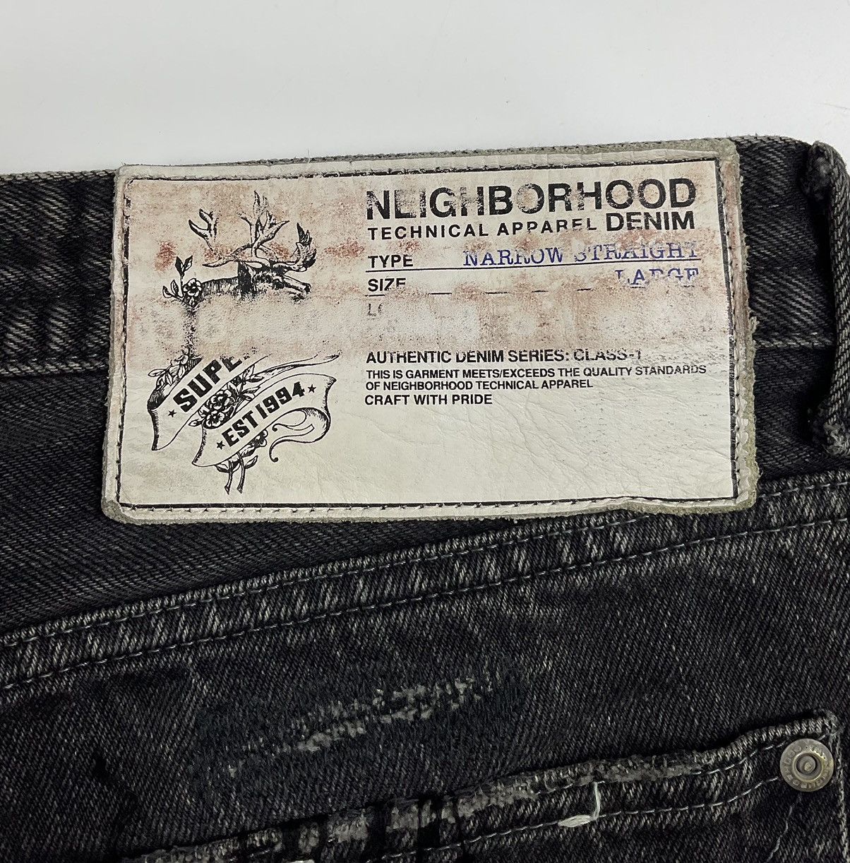 Neighborhood Neighborhood F/W'09 Black Icon Narrow Straight Denim Size US 34 / EU 50 - 13 Thumbnail