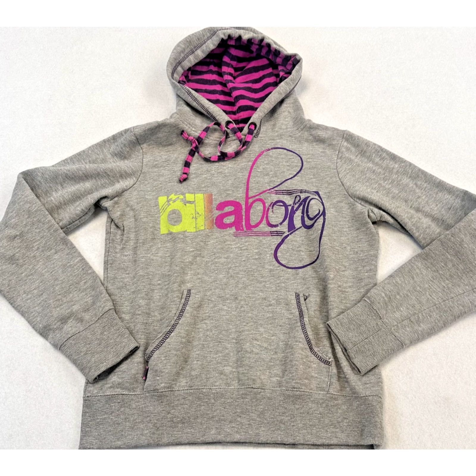 Billabong Billabong Hoodie Womens Medium Pullover Zebra Surf Skate Embroidered Pink Gray Size M / US 6-8 / IT 42-44 - 2 Thumbnail
