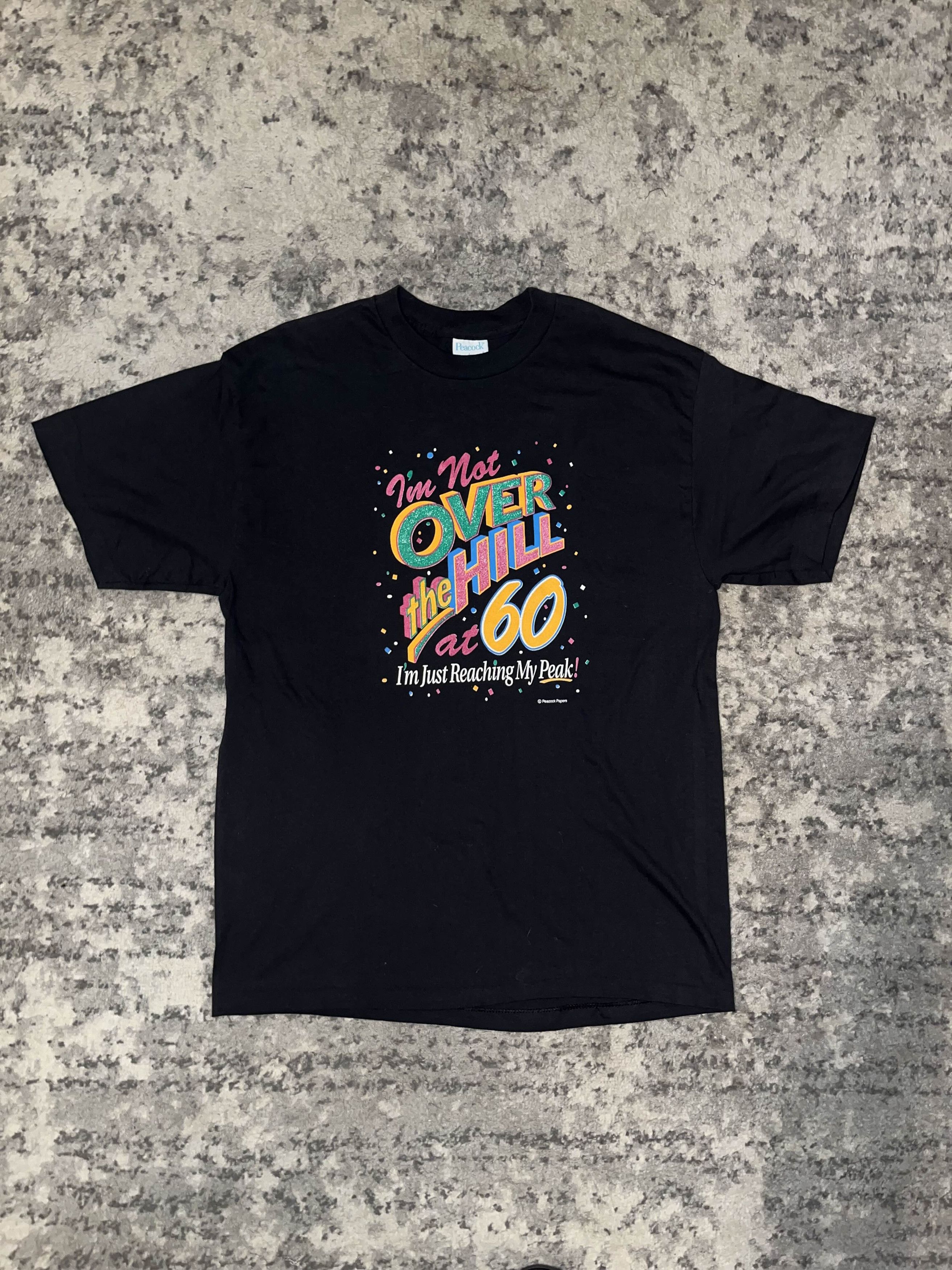 Vintage Vintage 80s Over The Hill At 60 Funny Shirt Size US L / EU 52-54 / 3 - 1 Thumbnail