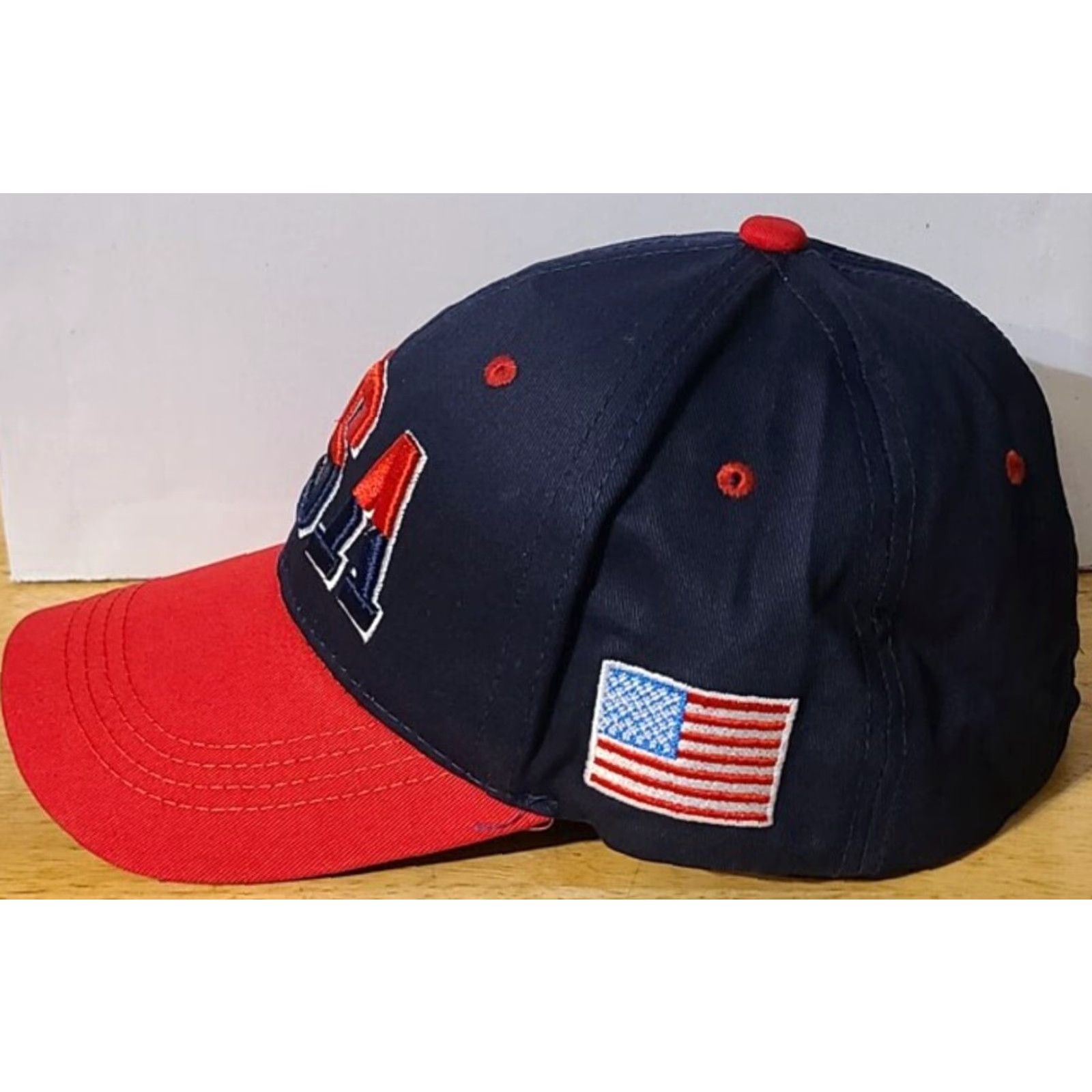 Vintage American Flag Mens Baseball Cap Extra Large XL Dark Blue Red Size ONE SIZE - 2 Thumbnail