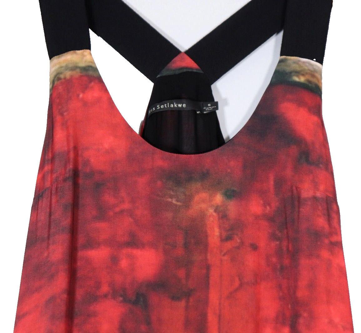 Inis Meain Iris Setlakwe Womens US6 Red Black Shift Tank Dress Tie Dye Size M / US 6-8 / IT 42-44 - 1 Thumbnail