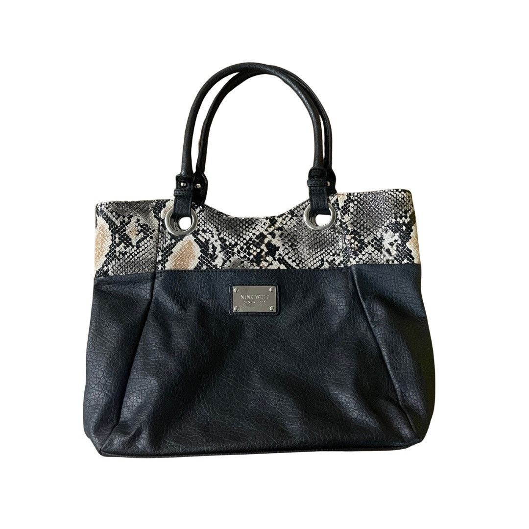 Nine West Snake Print Shoulder Handbag Top Handle Purse 90s Y2K Chic Size ONE SIZE - 1 Thumbnail