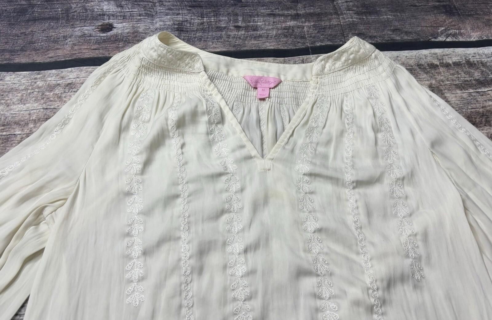 Lilly Pulitzer Lilly Pulitzer Top Women's Medium Peasant Long Sleeve Flowy Size M / US 6-8 / IT 42-44 - 4 Thumbnail
