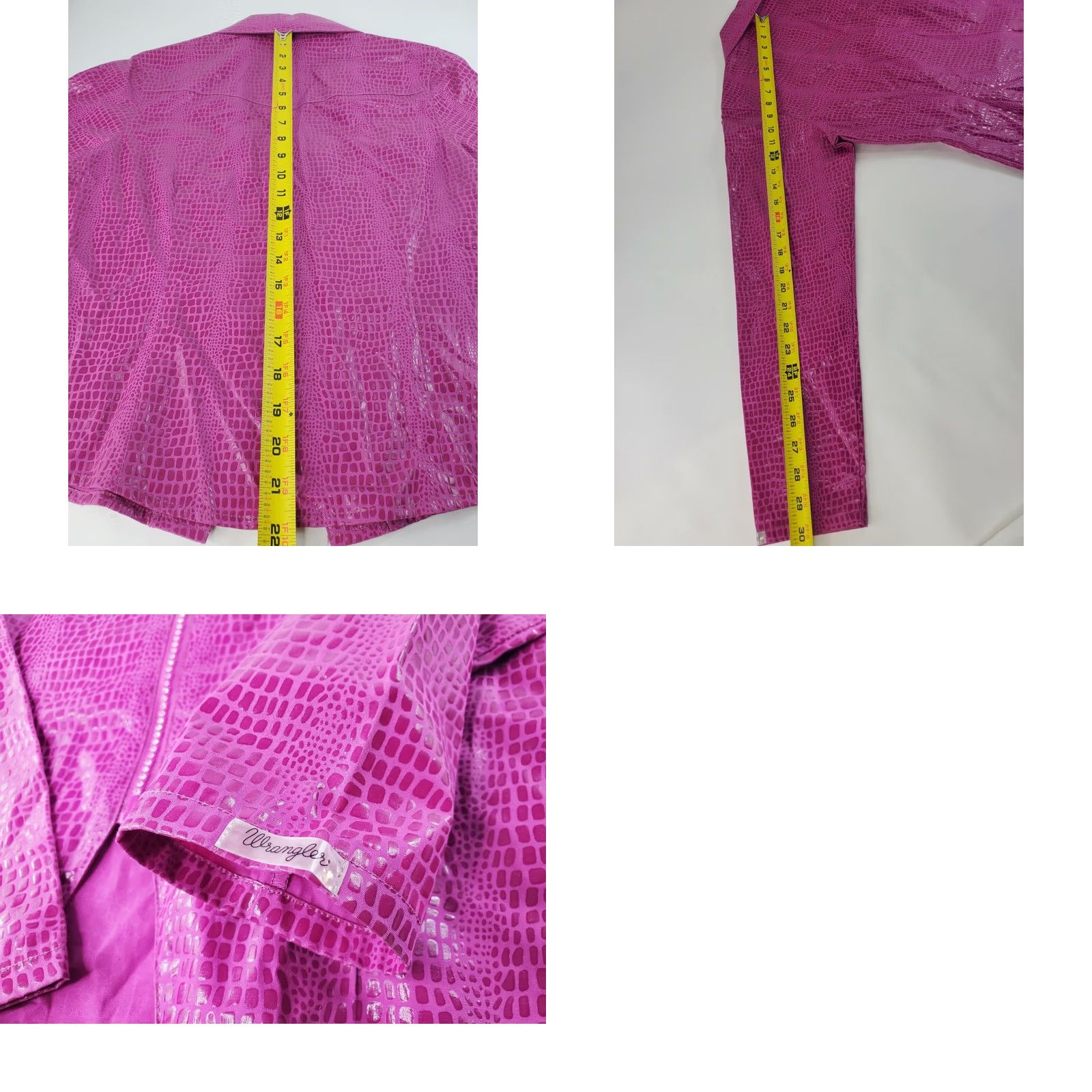 Wrangler VINTAGE Wrangler Jacket Womens Pink Snake Print, Faux Reptile Pattern, LW3566K, Jewelled Zipper, M Size M / US 6-8 / IT 42-44 - 8 Thumbnail
