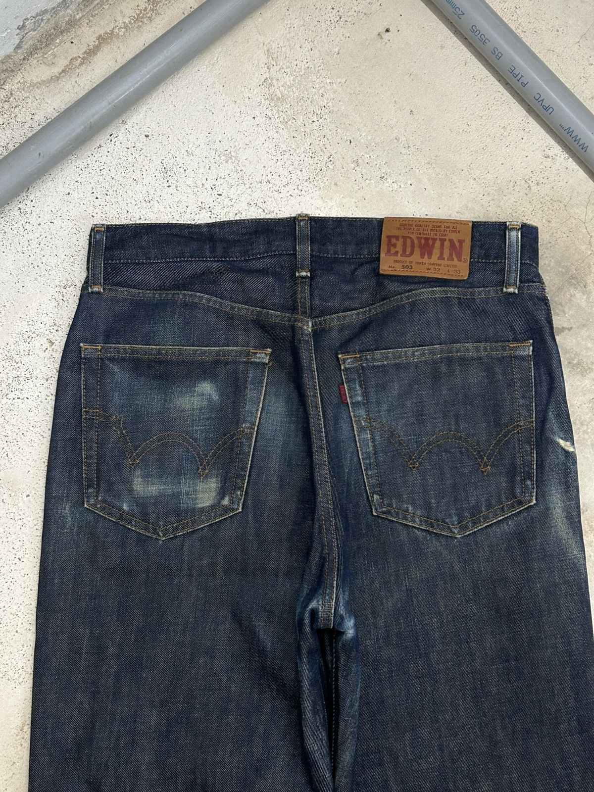 Edwin Edwin Japan 503 Regular Creased Line Whiskers Washed Size US 31 - 8 Thumbnail