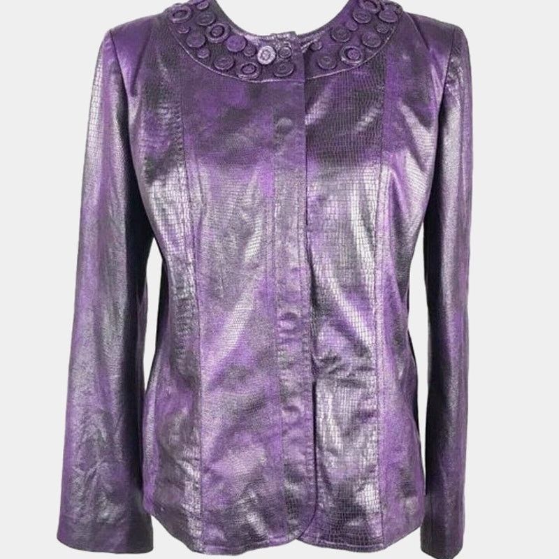 Chicos Chicos Women's Size 1 US 8 Jacket Snap Front Snake Pattern Size M / US 6-8 / IT 42-44 - 1 Thumbnail