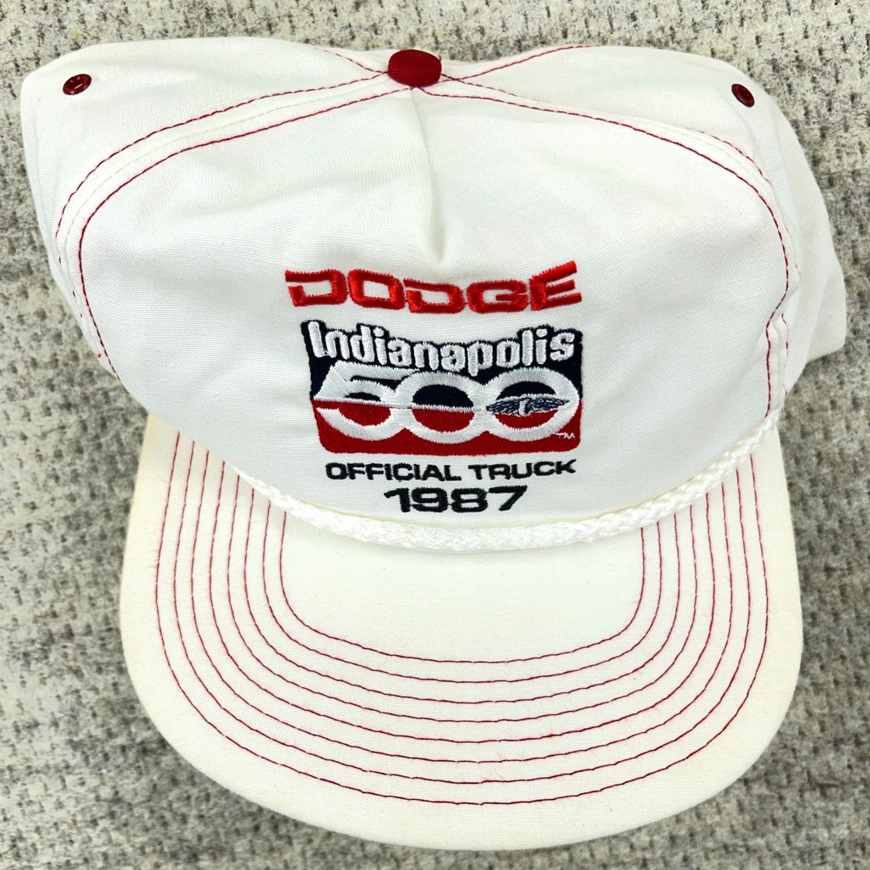 Roper VINTAGE Indy 500 Trucker Hat Snapback Made In USA 80s Dodge Rope Racing 1987 Size ONE SIZE - 3 Thumbnail