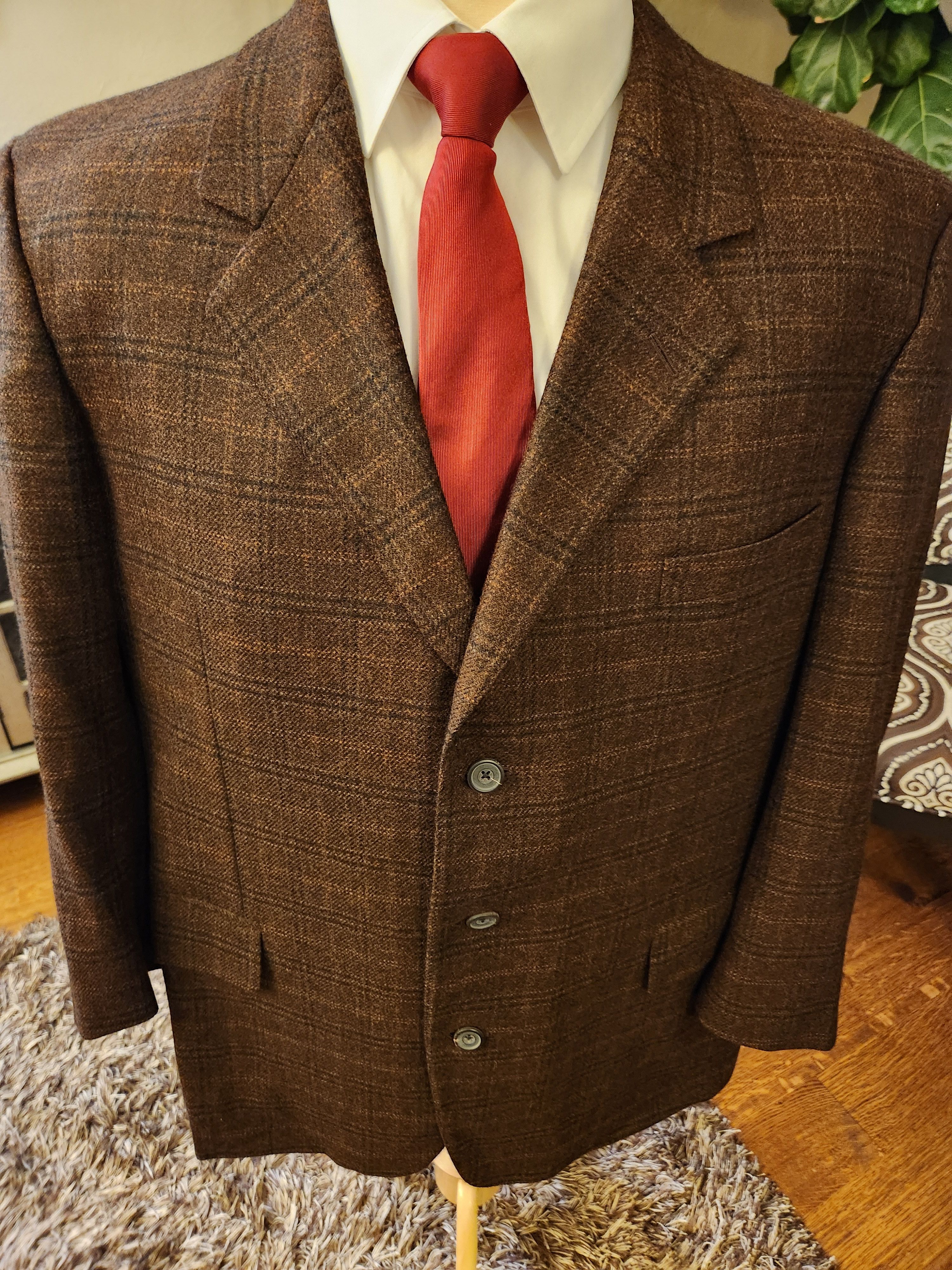 Samuelsohn Vintage Wool/Cashmere 3 Button Plaid Blazer Size 46R - 1 Thumbnail