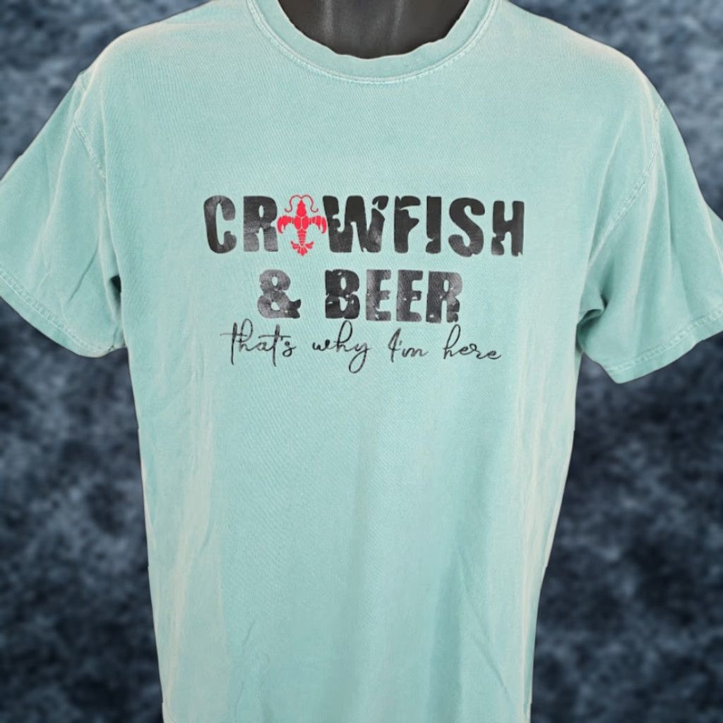 Comfort Colors Crawfish & Beer T Shirt Mens Size Medium Blue Thats Why Im Here Snack Tee Size US M / EU 48-50 / 2 - 1 Thumbnail