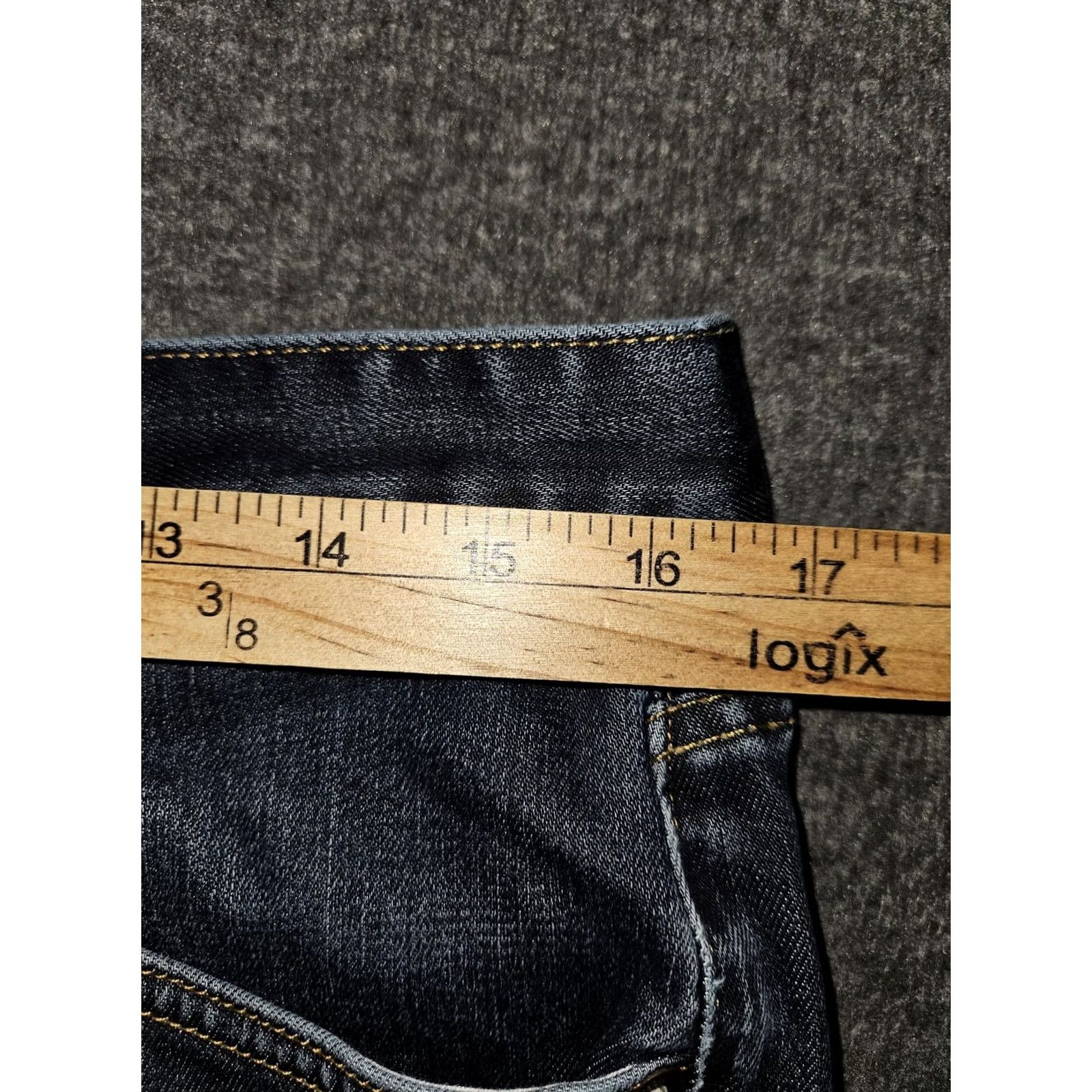 Hudson Hudson Jeans Mens 33 Blue Straight Leg Button Fly Made in USA Dark Wash Denim 98% Cotton 2% Elastan Distressed Logo Back Pocket Flag/Union Jack Size US 33 - 4 Thumbnail