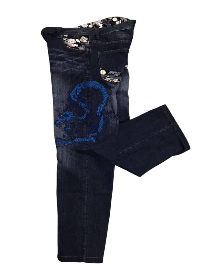 Vintage BINDING OFFER🔥🔥Blue Dragon Embroidered Denim Jeans Size US 36 / EU 52 - 12 Thumbnail