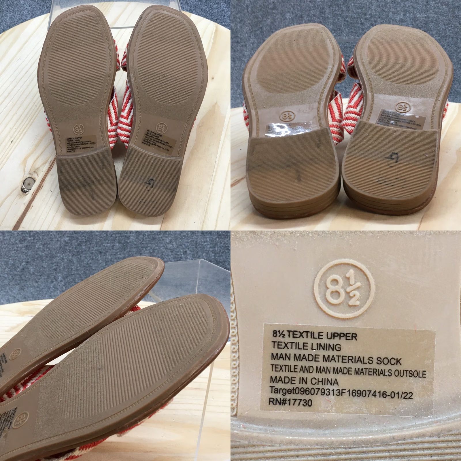 Vintage Universal Thread Sandals Womens 8.5 Chevron Print Knot Slide Flats Red Size US 9 / IT 39 - 8 Thumbnail