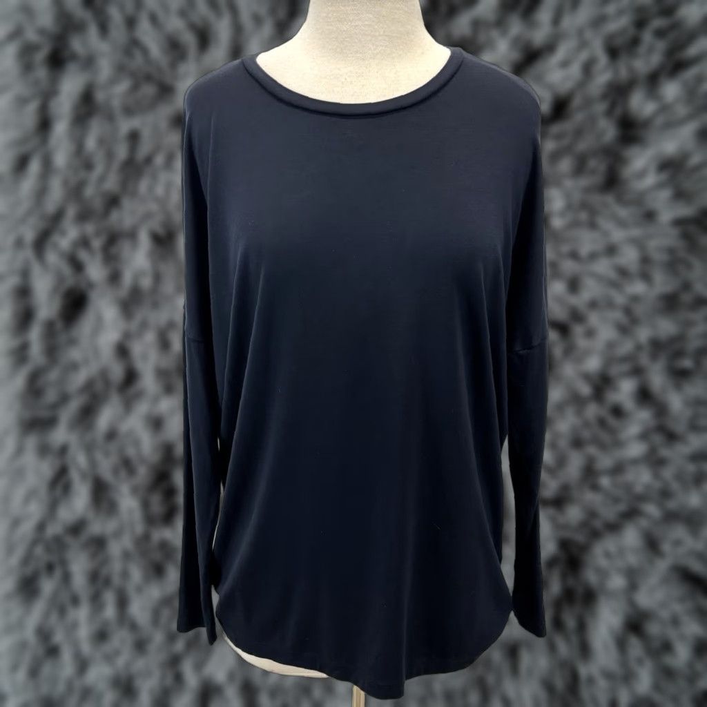 Cos COS casual Shirt Small Women Navy Blue Back Silk Panel Lagenlook Minimalist Silk Rayon Women's Small Casual Modern Size S / US 4 / IT 40 - 1 Thumbnail