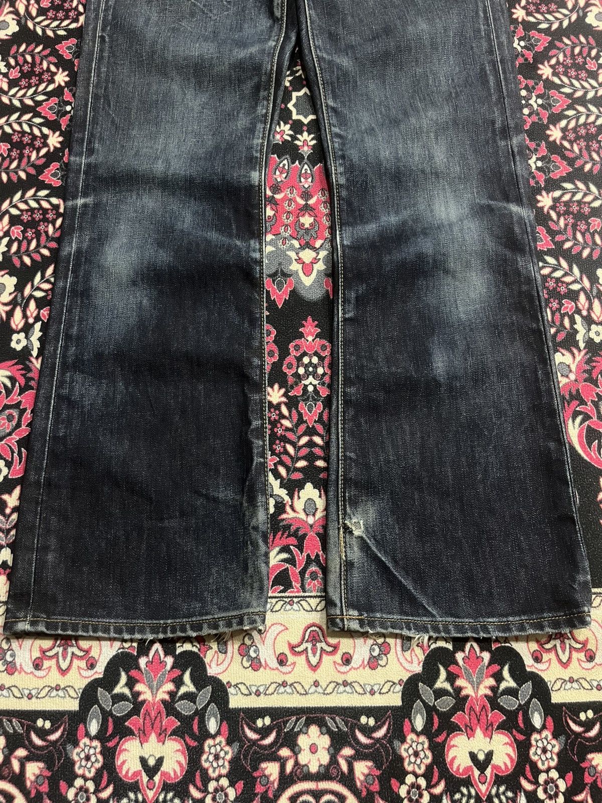 Tornado Mart Gap 1969 Dark Blue Whisker Washed Slim Boot Cut Jeans Size US 30 / EU 46 - 10 Thumbnail