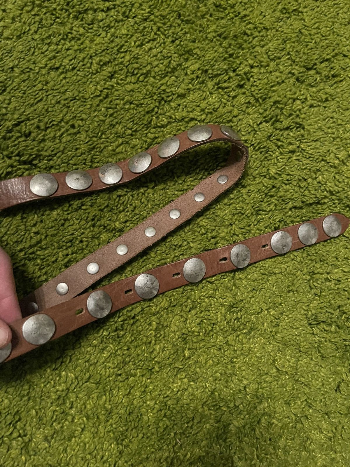 Cowboy Equipment × Vintage Western Cowboy style real leather belt with steel elements Size 32 - 3 Thumbnail