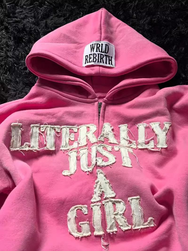 Other Y2K letter patch embroidered hoodie loose zipper top Size 4XL / US 24-26 - 4 Thumbnail